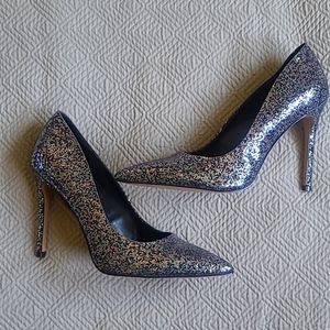 Glitter high heeled shoes